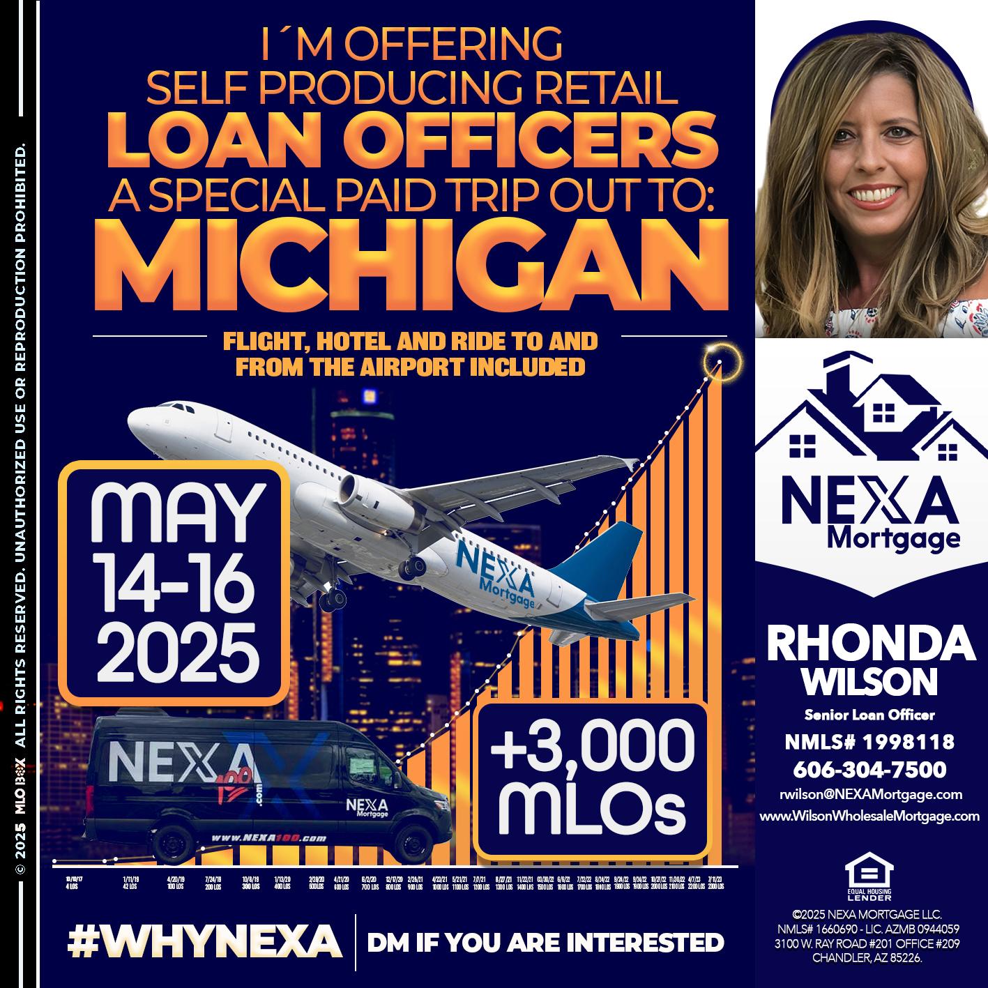 MICHIGAN TRIP - Rhonda Wilson -Senior Loan Officer