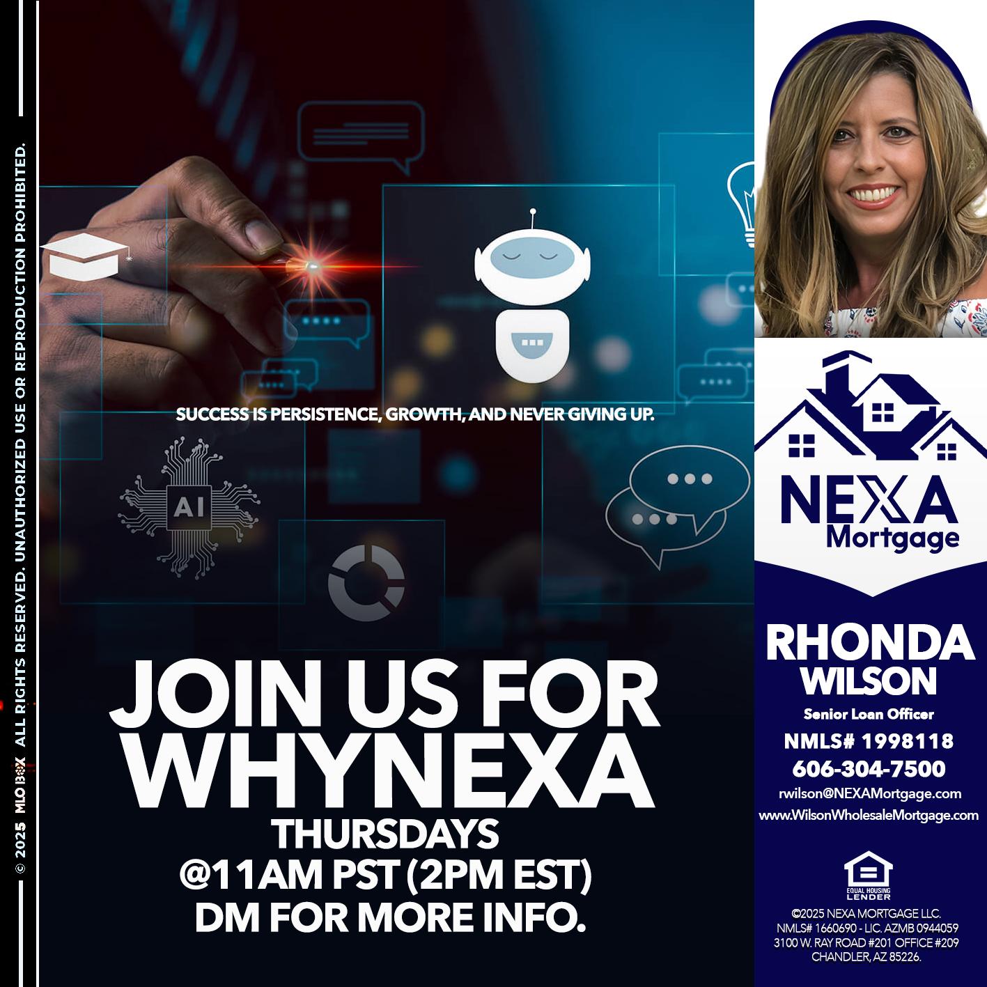 JOIN US FOR WHY NEXA - Rhonda Wilson -Senior Loan Officer