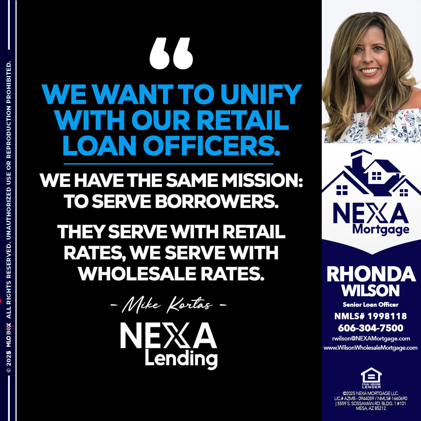 WE WANT - Rhonda Wilson -Senior Loan Officer