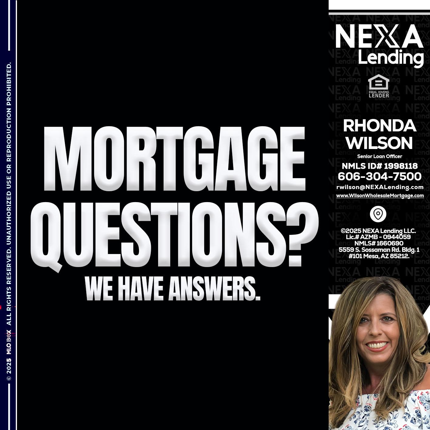 mortgage questions - Rhonda Wilson -Senior Loan Officer