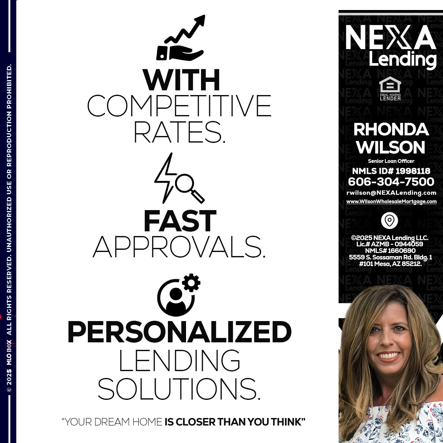 WITH COMPETITIVES RATES - Rhonda Wilson -Senior Loan Officer