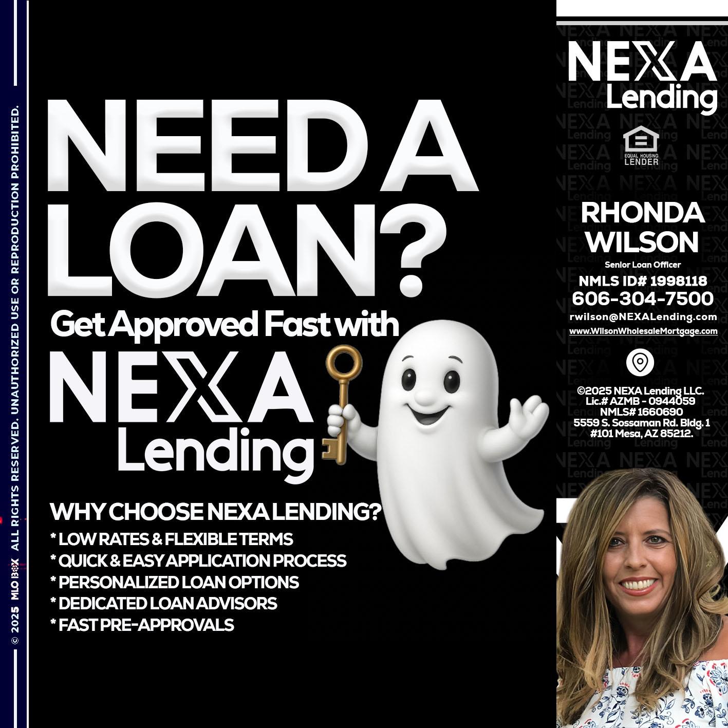 NEED A LOAN? - Rhonda Wilson -Senior Loan Officer