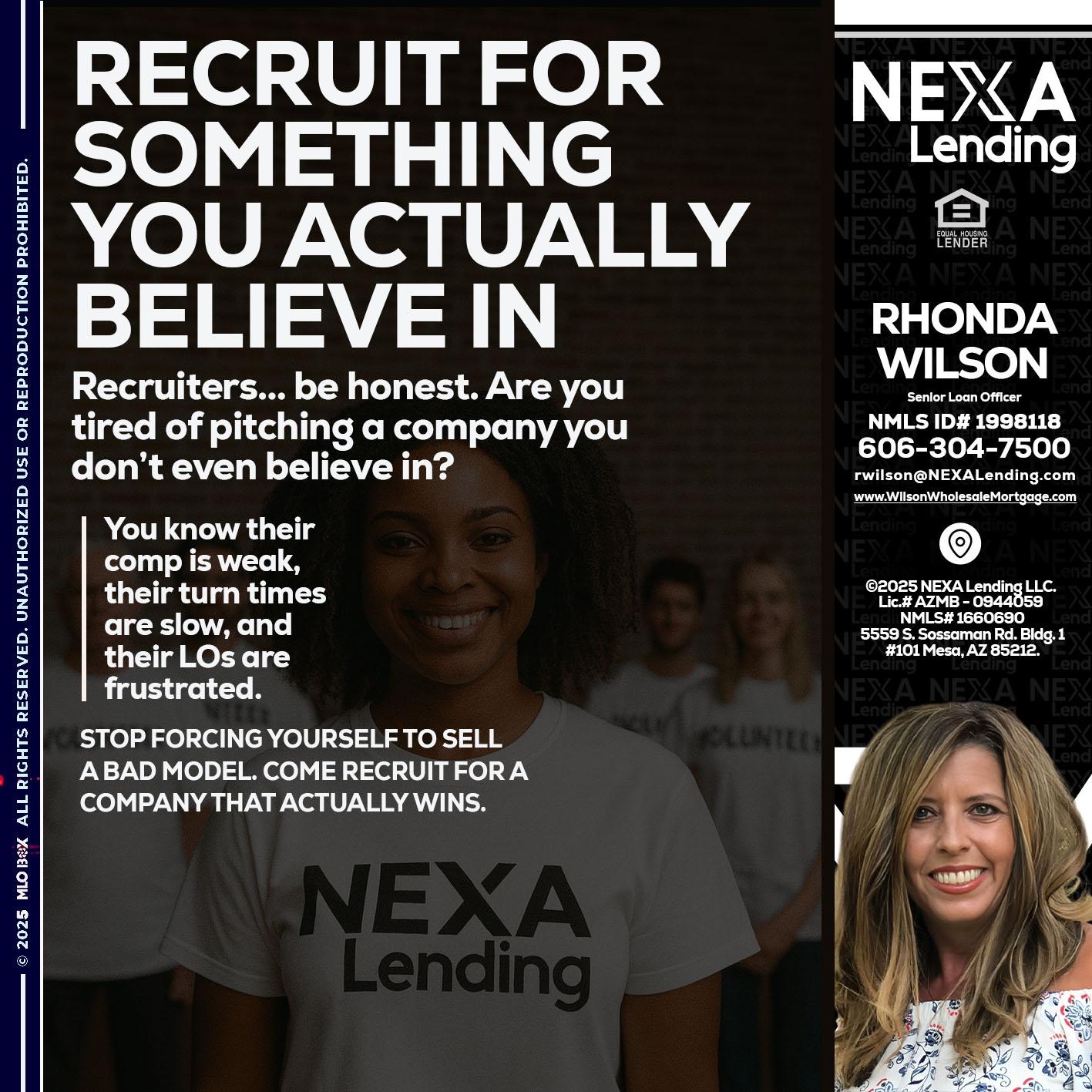 RECRUITING - Rhonda Wilson -Senior Loan Officer