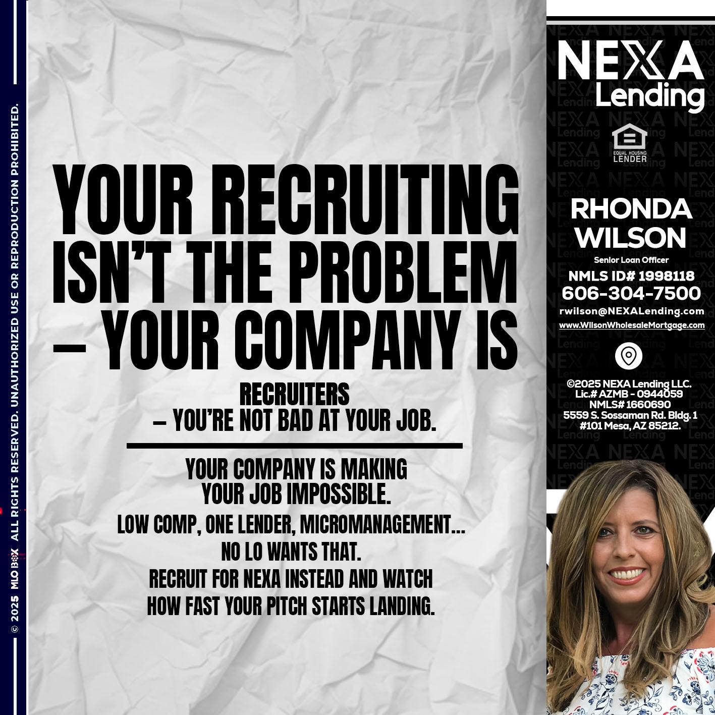 YOUR RECRUITING - Rhonda Wilson -Senior Loan Officer