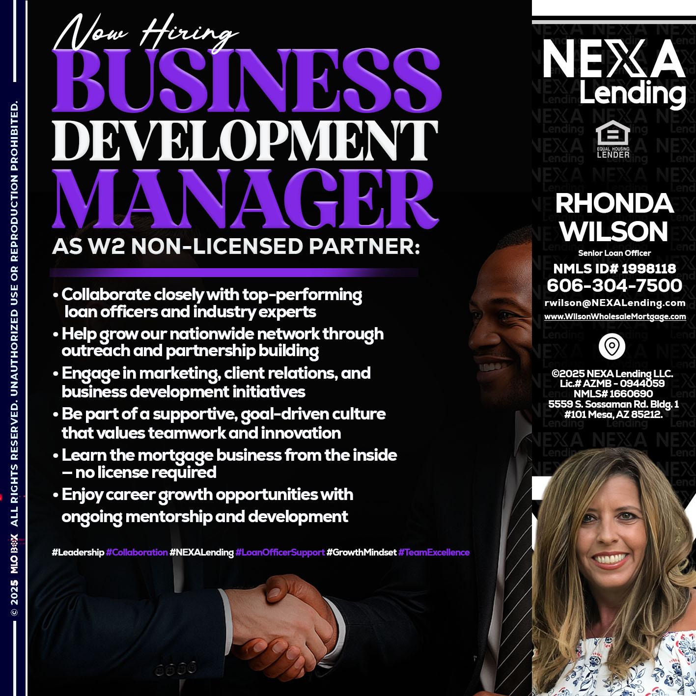 NOW HIRING - Rhonda Wilson -Senior Loan Officer