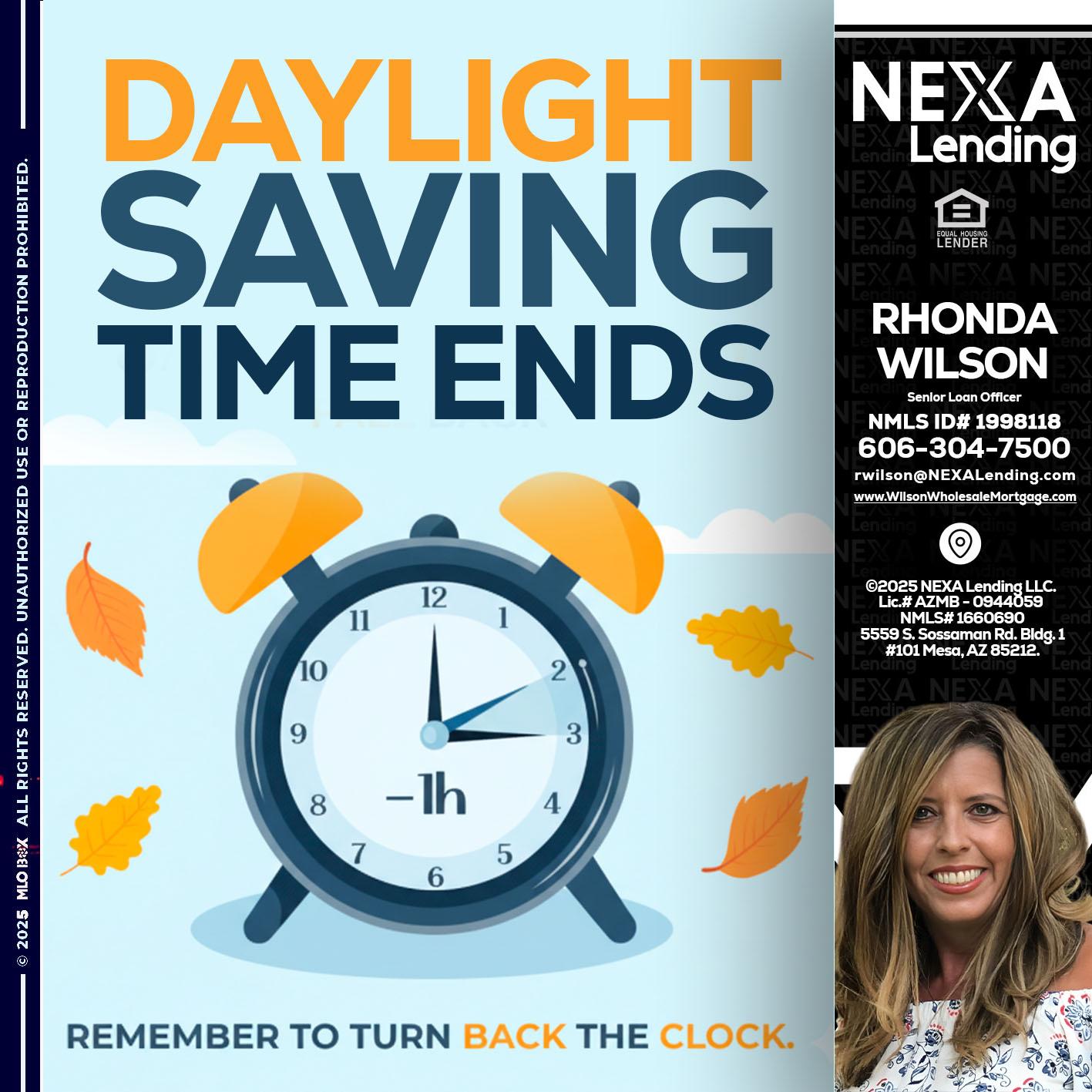 daylight saving - Rhonda Wilson -Senior Loan Officer
