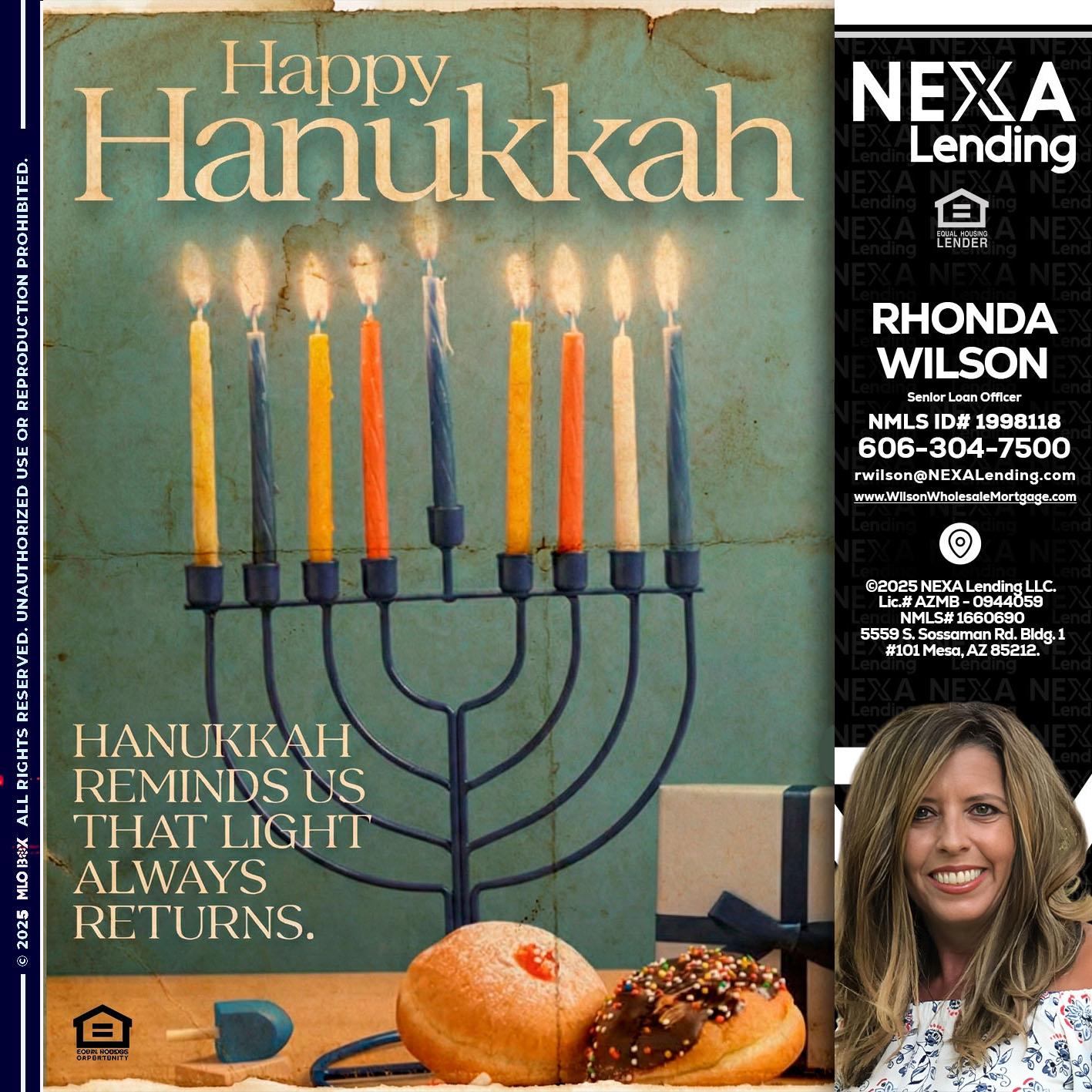 HAPPY HANUKKAH - Rhonda Wilson -Senior Loan Officer
