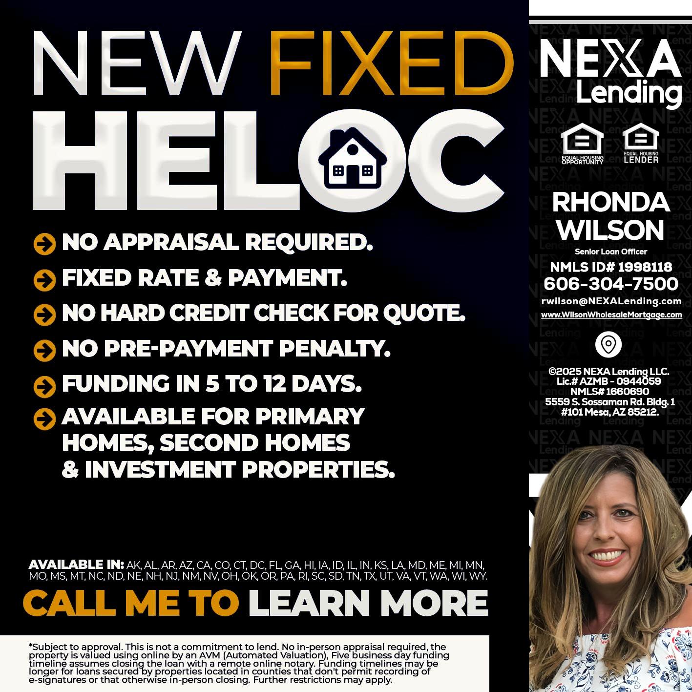 HELOC - Rhonda Wilson -Senior Loan Officer