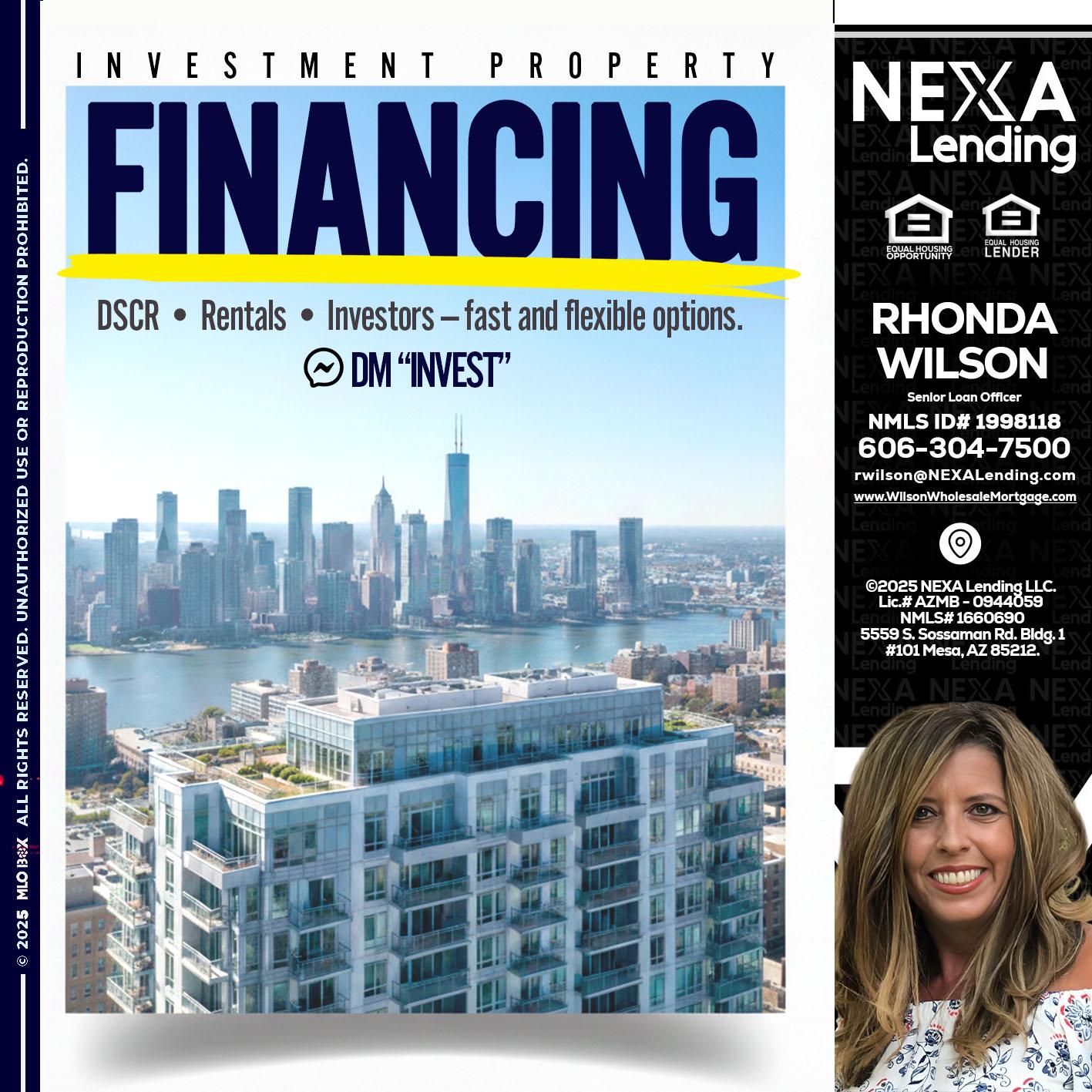 FINANCING - Rhonda Wilson -Senior Loan Officer