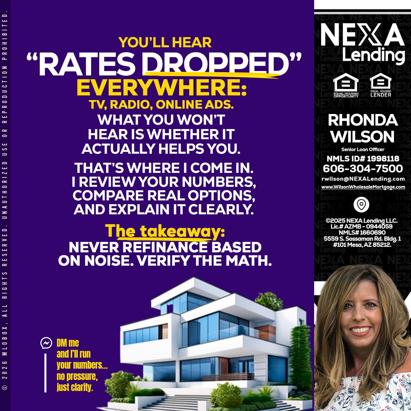 RATES DOPPED - Rhonda Wilson -Senior Loan Officer