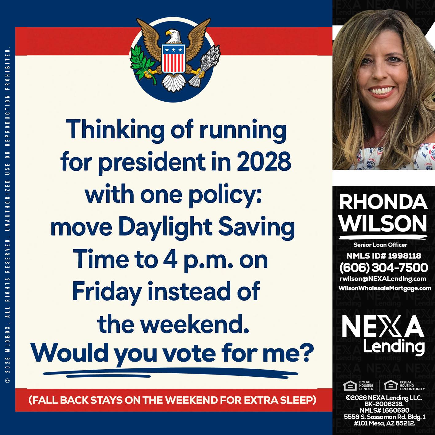 THINKING OF RUNING - Rhonda Wilson -Senior Loan Officer