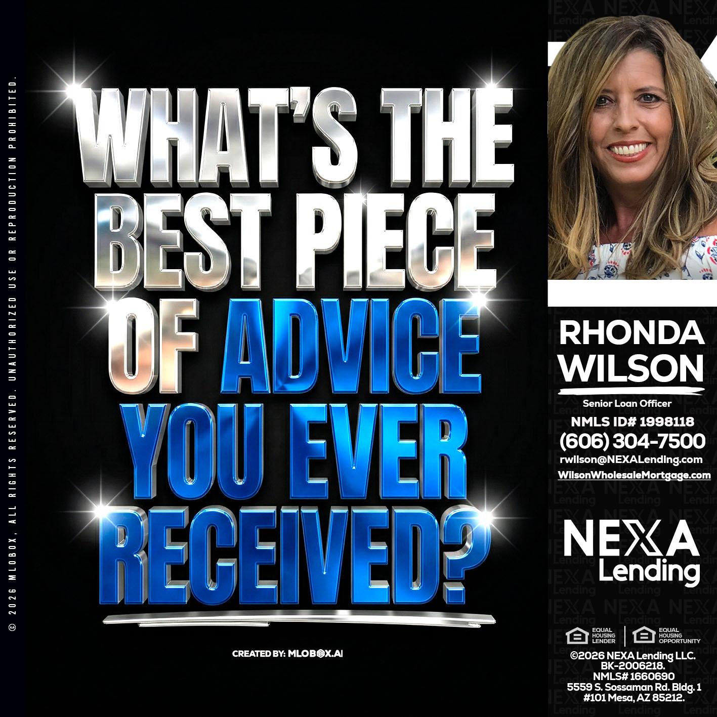 WHATS THE BEST - Rhonda Wilson -Senior Loan Officer