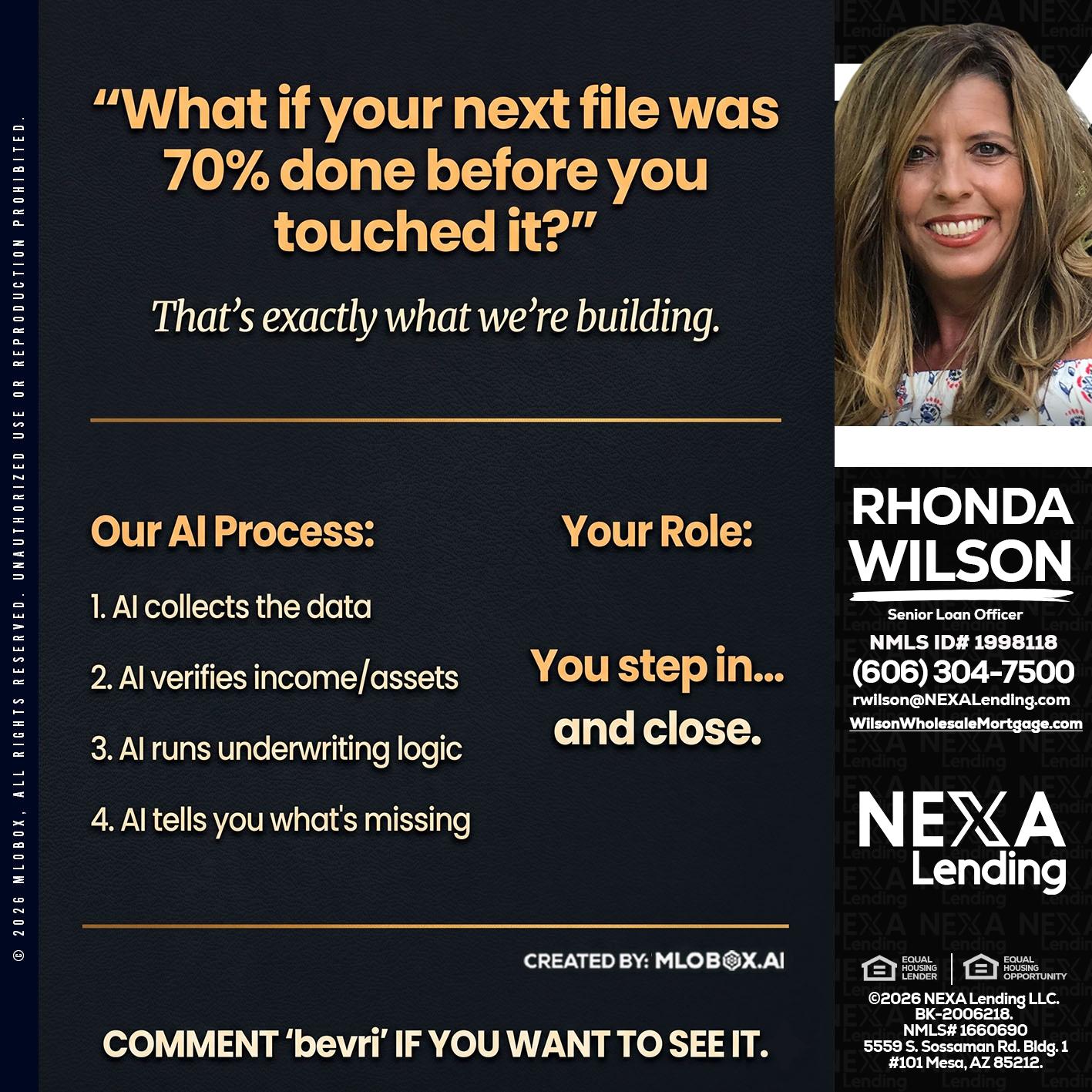 WHAT IF YOUR - Rhonda Wilson -Senior Loan Officer