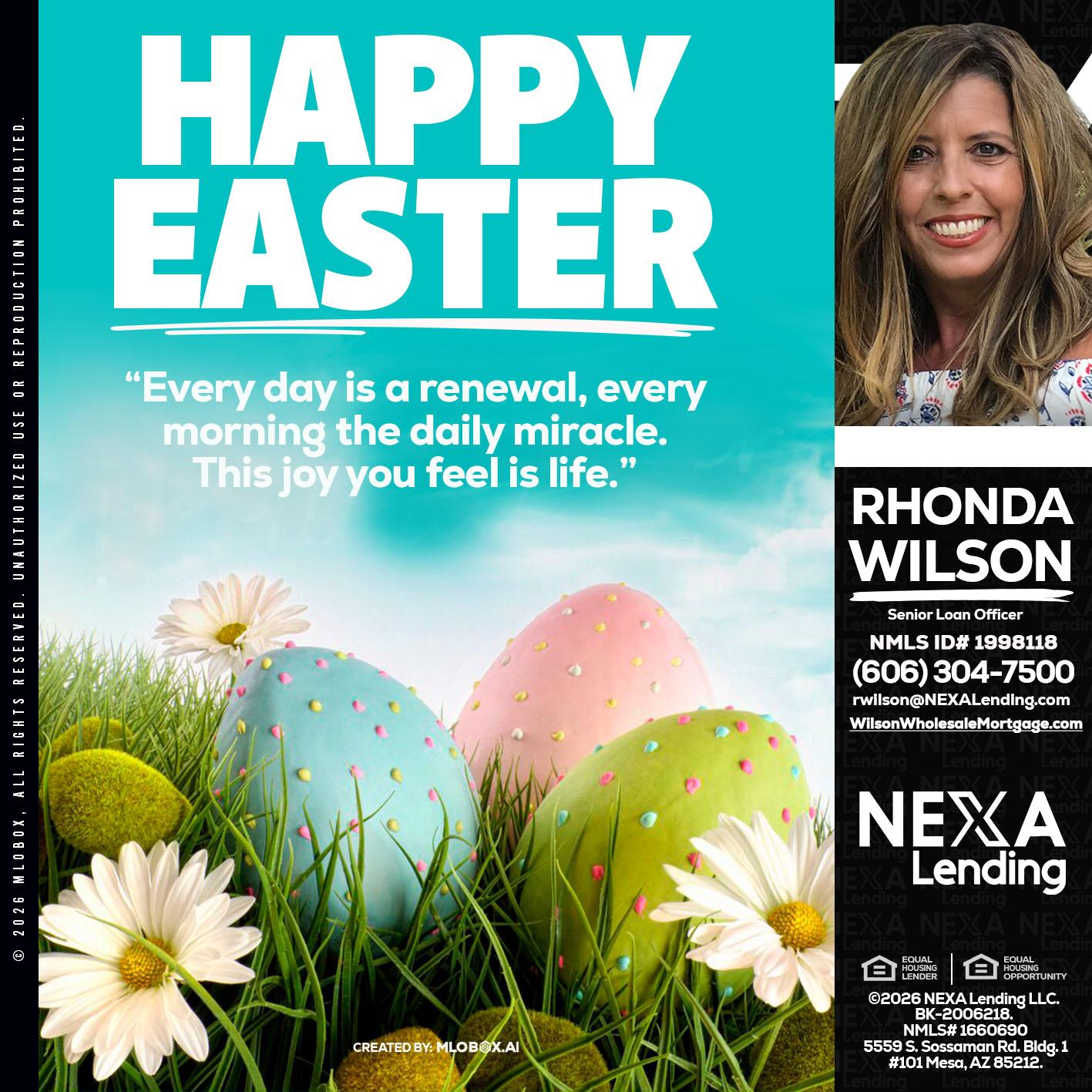 happy easter - Rhonda Wilson -Senior Loan Officer
