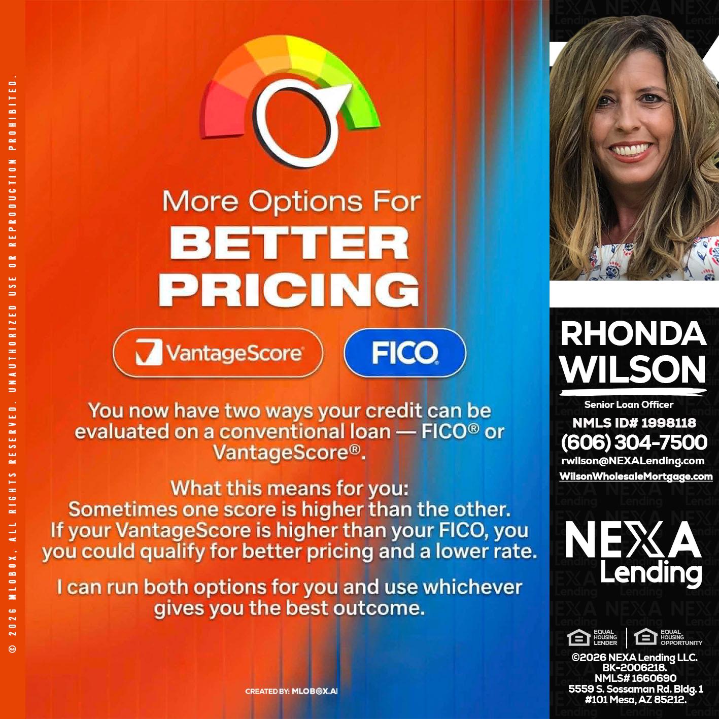 BETTER PRICING - Rhonda Wilson -Senior Loan Officer