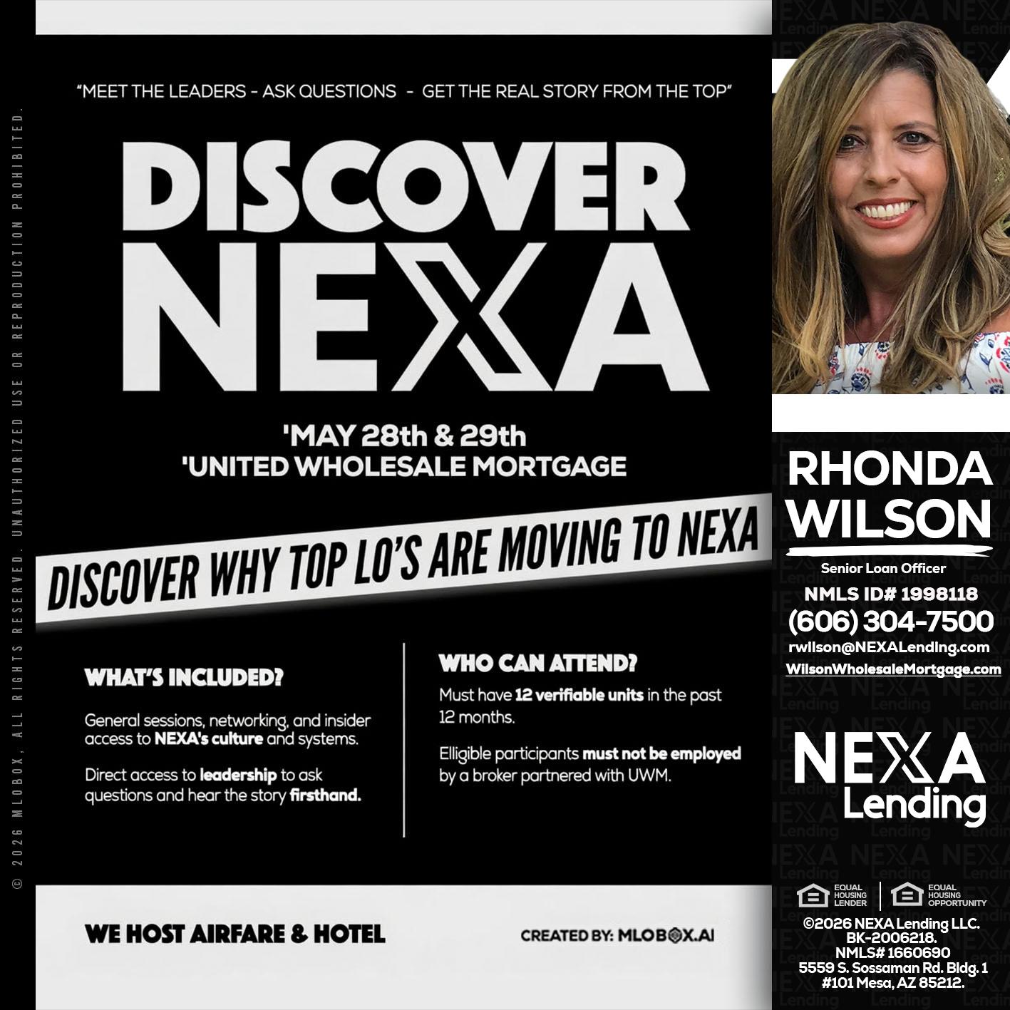 DISCOVER NEXA - Rhonda Wilson -Senior Loan Officer