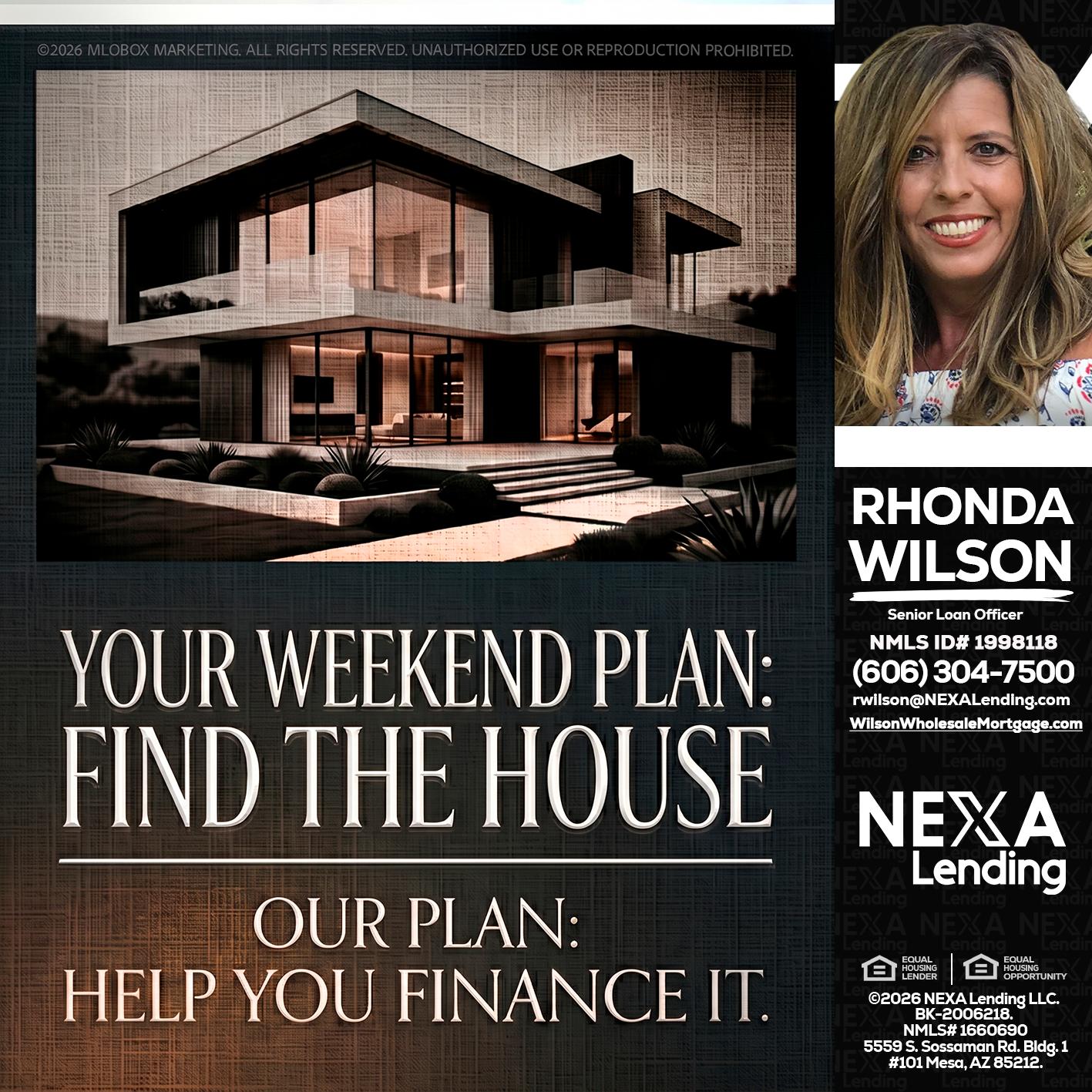 YOUR WEEKEND PLAN - Rhonda Wilson -Senior Loan Officer