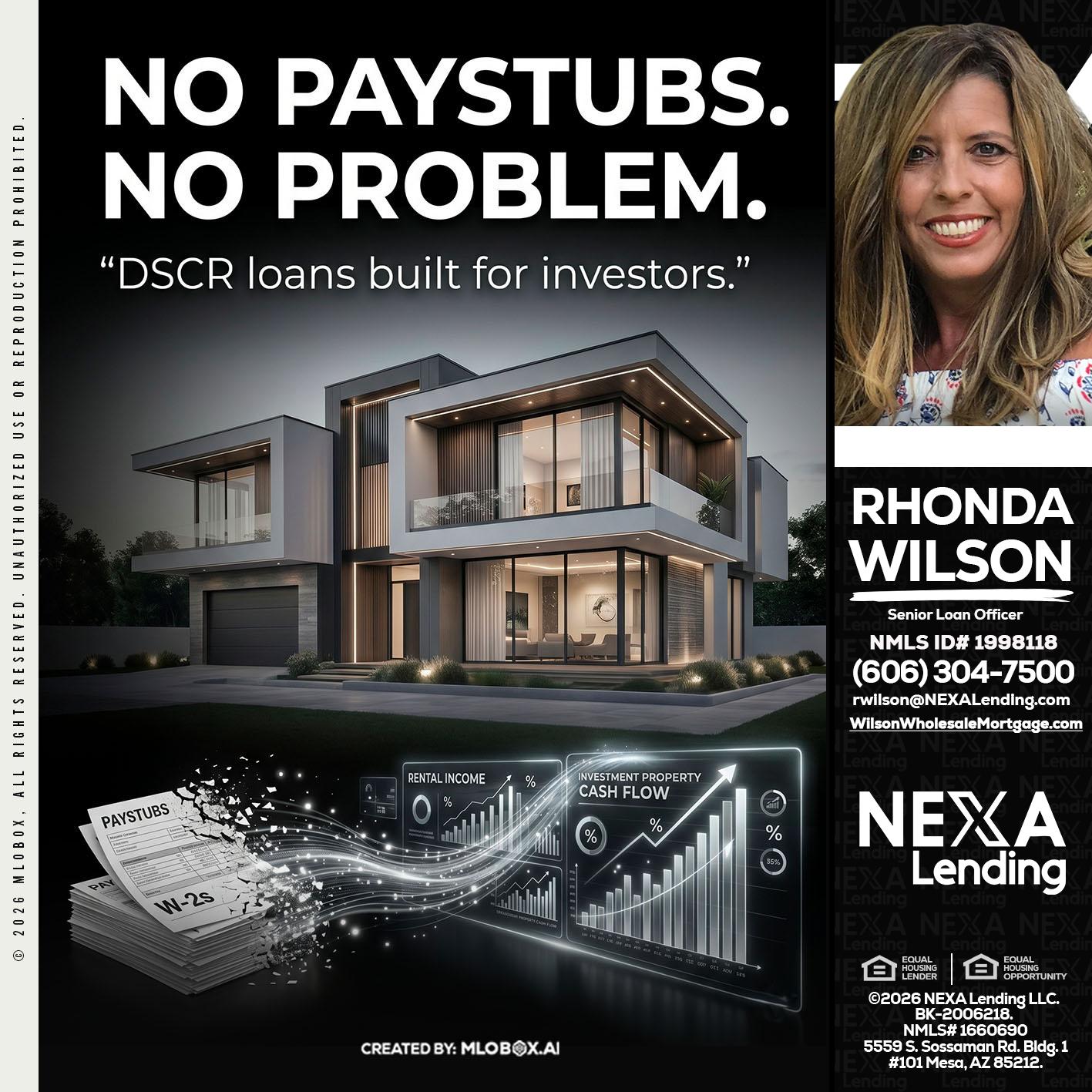 no paystub - Rhonda Wilson -Senior Loan Officer