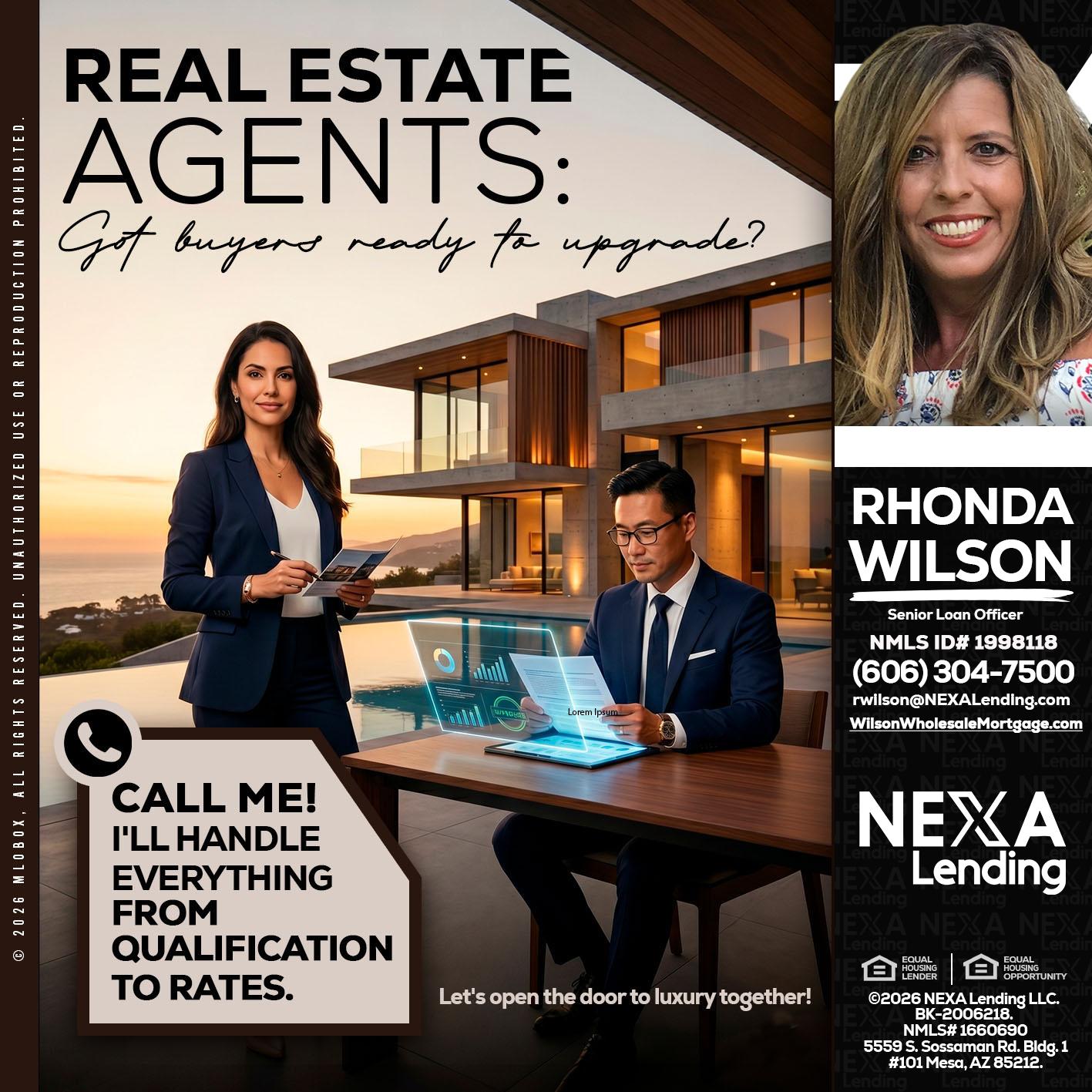REAL ESTATE AGENTS - Rhonda Wilson -Senior Loan Officer