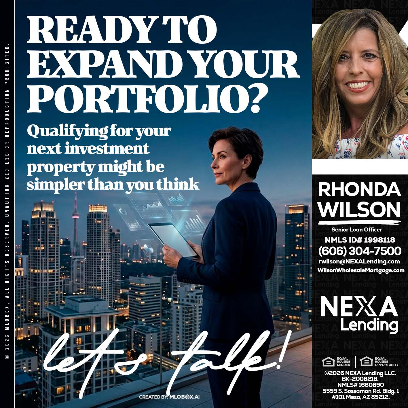 READY TO EXPAND - Rhonda Wilson -Senior Loan Officer