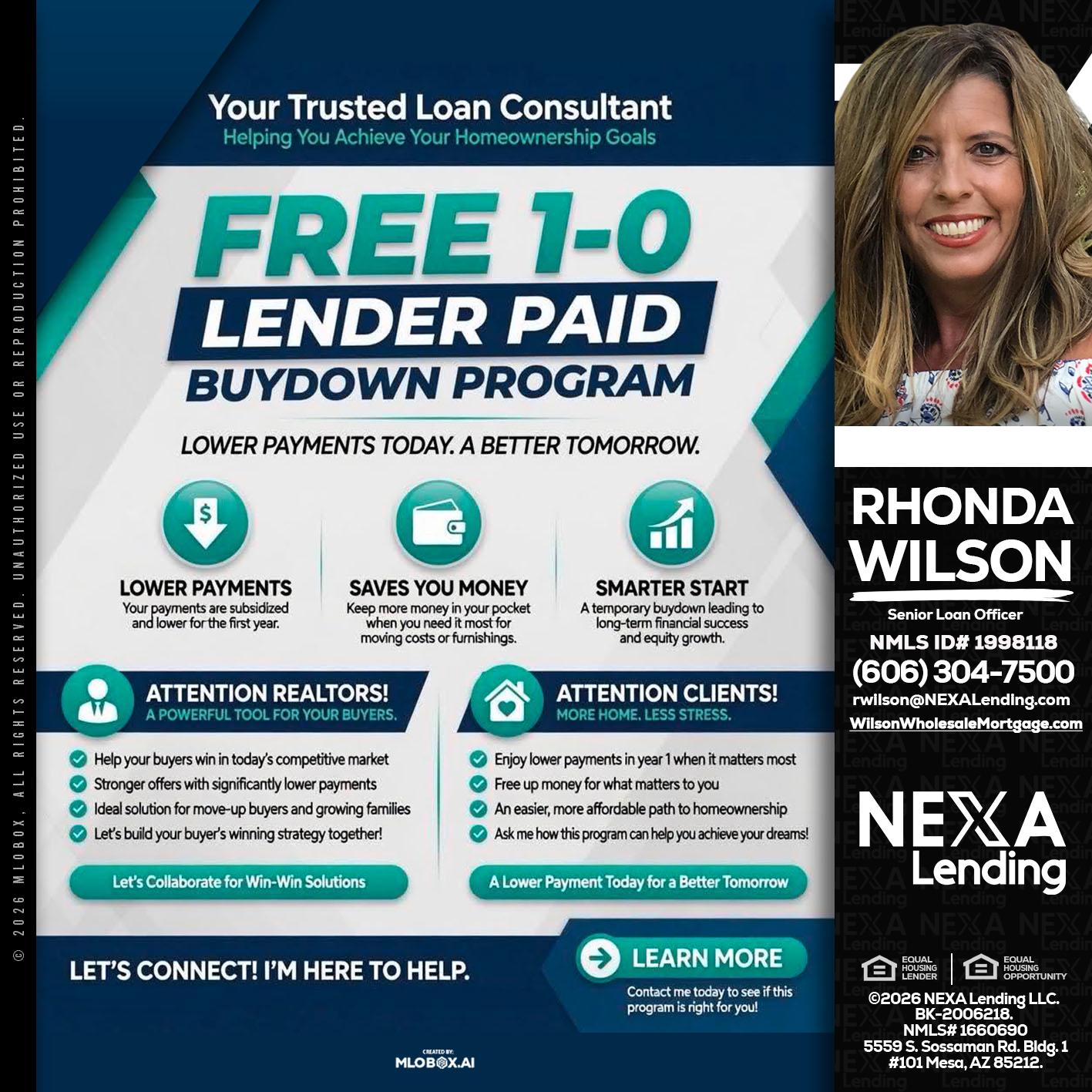 FREE 1-0 - Rhonda Wilson -Senior Loan Officer