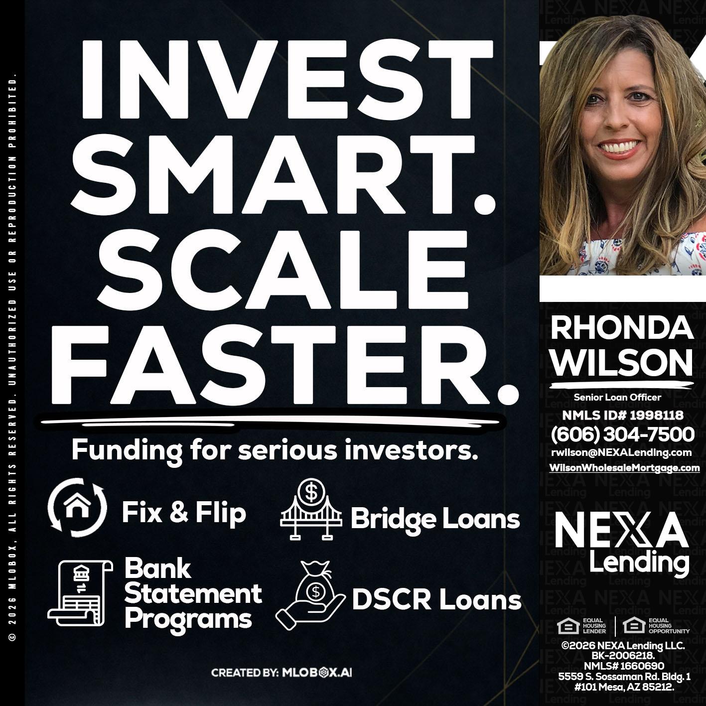 INVEST SMART - Rhonda Wilson -Senior Loan Officer
