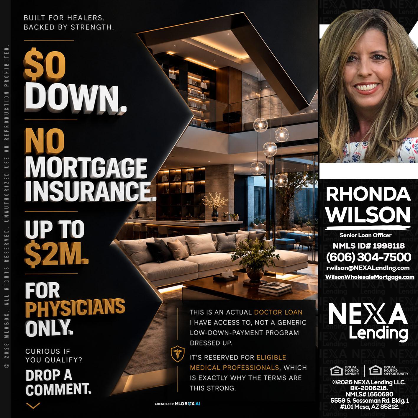 $0 DOWN - Rhonda Wilson -Senior Loan Officer