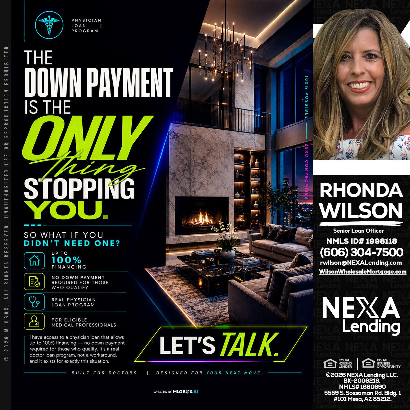 THE DOWN PAYMENT - Rhonda Wilson -Senior Loan Officer