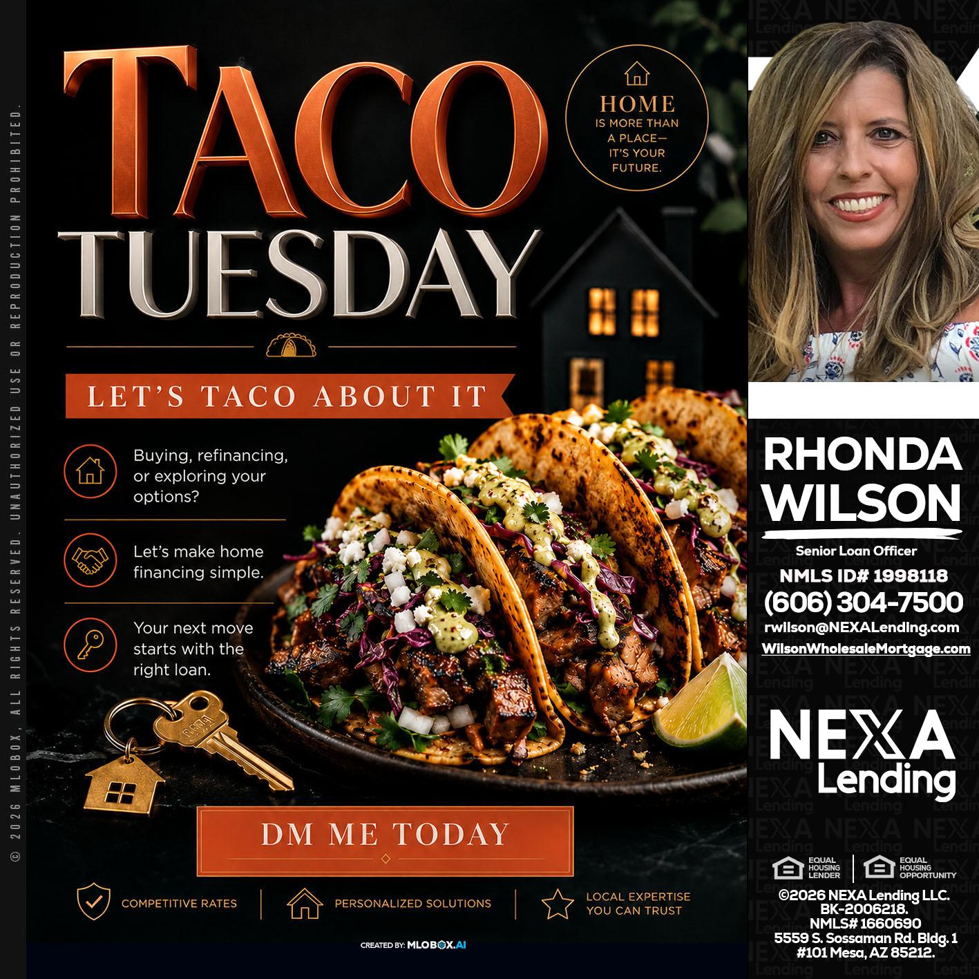 TACO TUESDAY - Rhonda Wilson -Senior Loan Officer