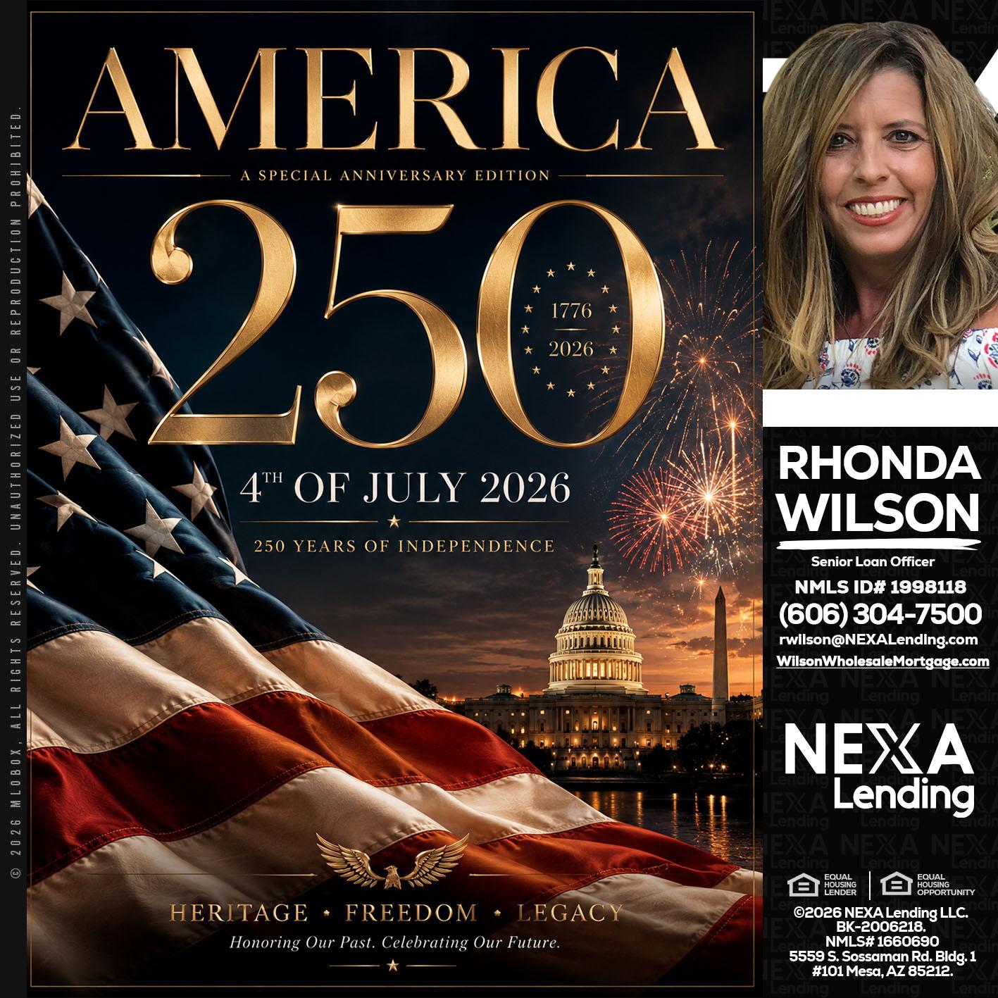 AMERICA 250 TH - Rhonda Wilson -Senior Loan Officer