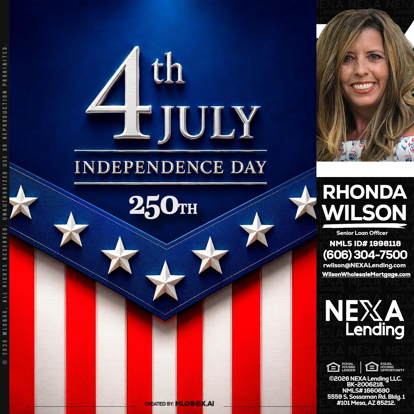 4th of july - Rhonda Wilson -Senior Loan Officer