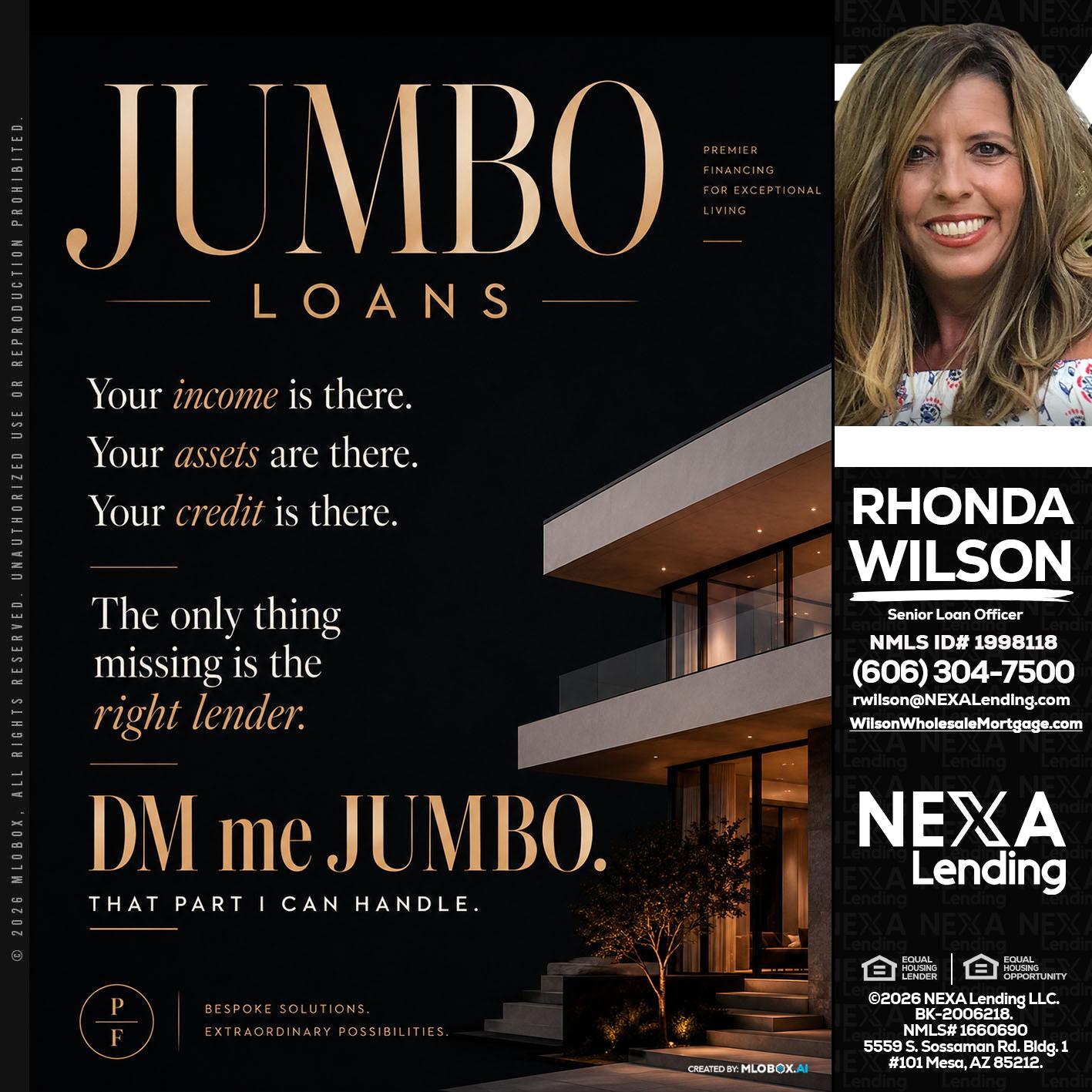 JUMBO LOANS - Rhonda Wilson -Senior Loan Officer