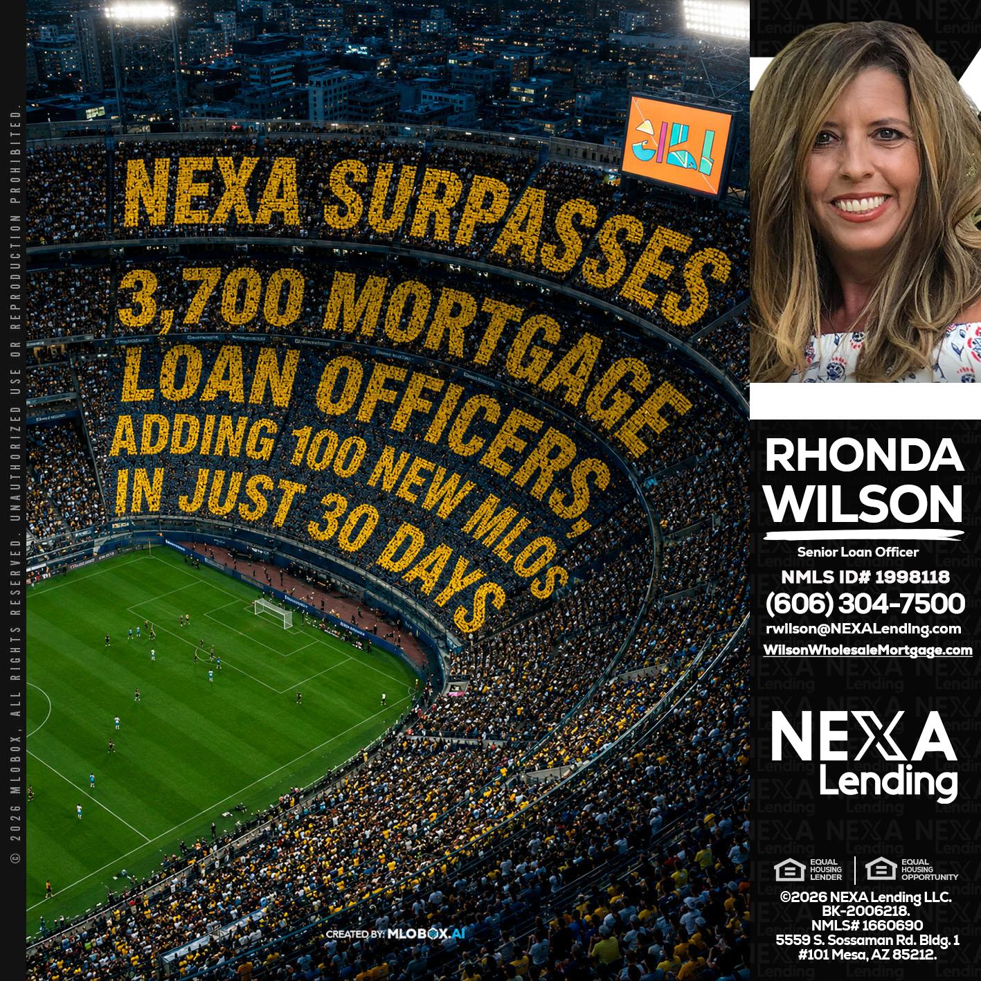 NEXA SURPASSES - Rhonda Wilson -Senior Loan Officer