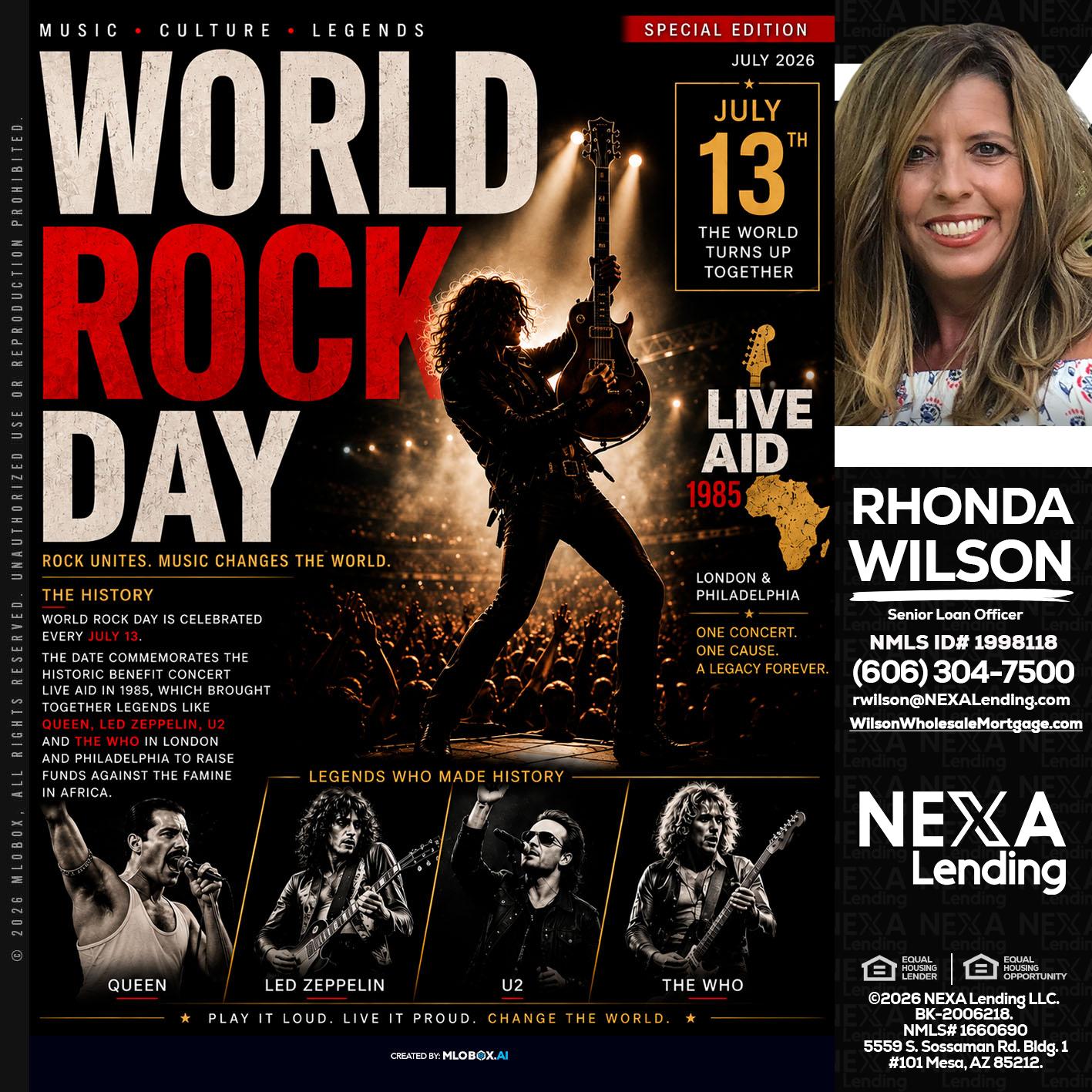 WORLD ROCK MUSIC DAY - Rhonda Wilson -Senior Loan Officer