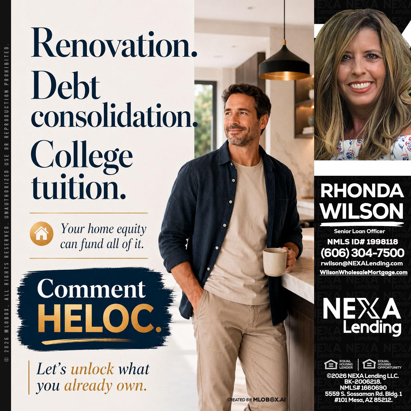 RENOVATION DEBT - Rhonda Wilson -Senior Loan Officer