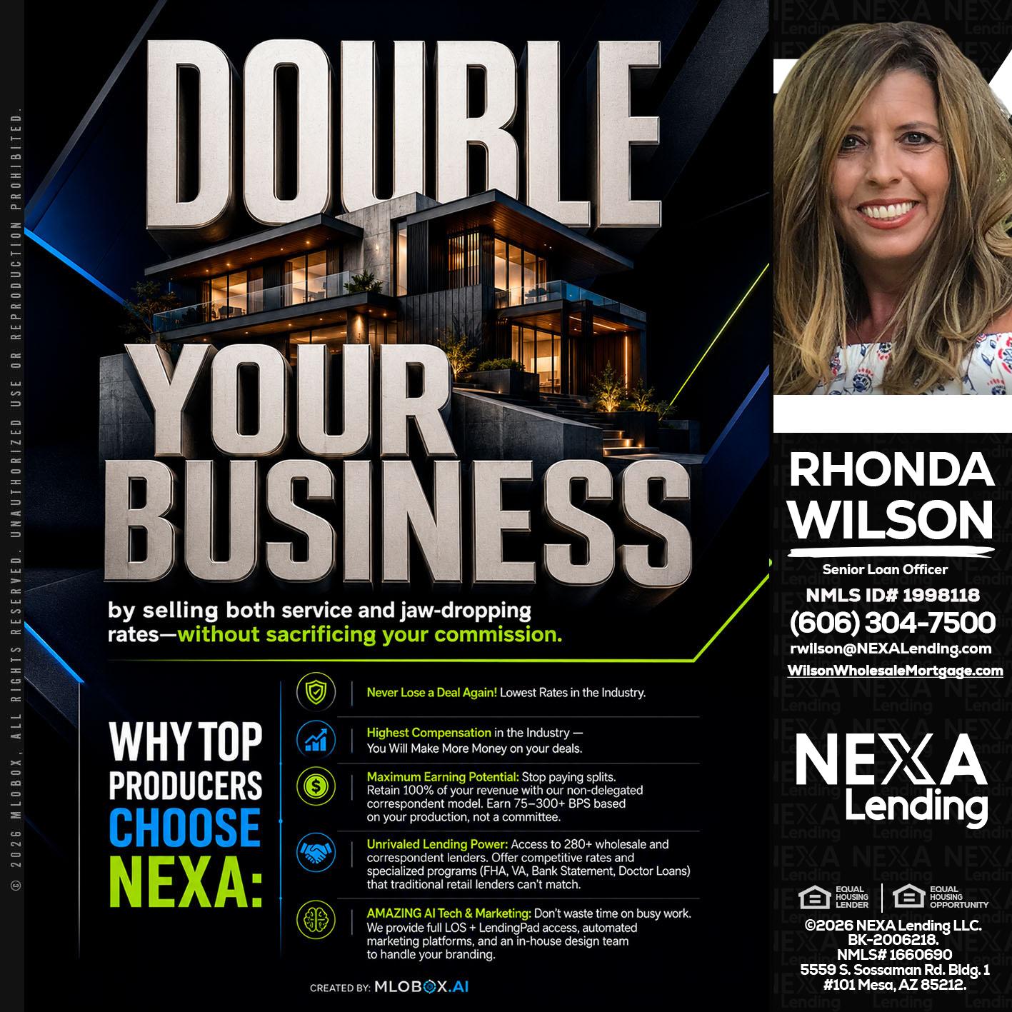 DOUBLE YOUR BUSINESS - Rhonda Wilson -Senior Loan Officer