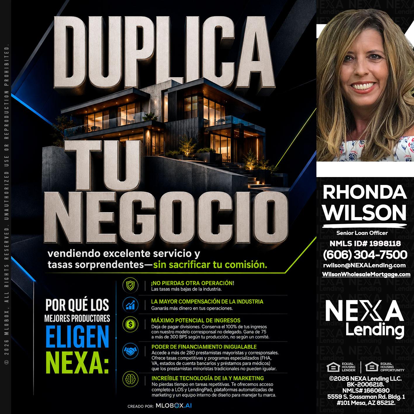 DUPLICA TU NEGOCIO - Rhonda Wilson -Senior Loan Officer
