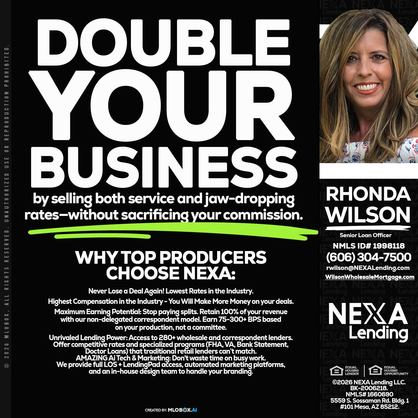 DOUBLE YOUR BUSINESS - Rhonda Wilson -Senior Loan Officer