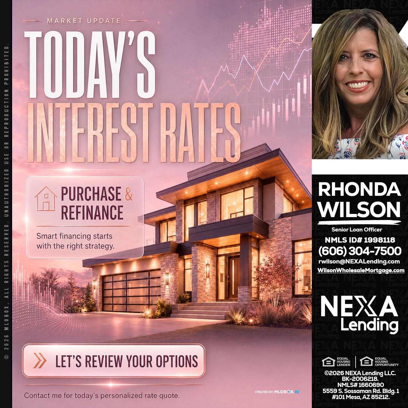 todays interest rates - Rhonda Wilson -Senior Loan Officer