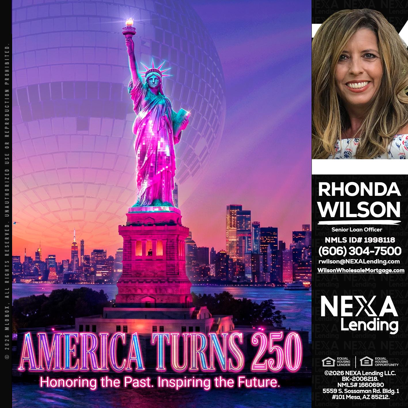 AMERICA TURNS 250 - Rhonda Wilson -Senior Loan Officer