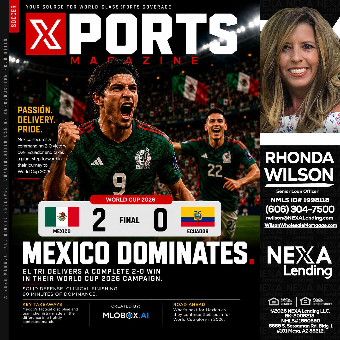 XPORTS MEX 2-0 ECUADOR - Rhonda Wilson -Senior Loan Officer